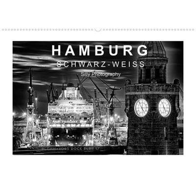 Hamburg in schwarz-weiss (Wandkalender 2022 DIN A2 quer)