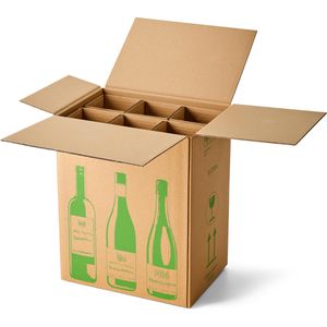 Smartboxpro Flaschenkarton ECOLine, 5 Stück, für 6 Weinflaschen 95 x 375mm, mit PTZ-Zertifikat