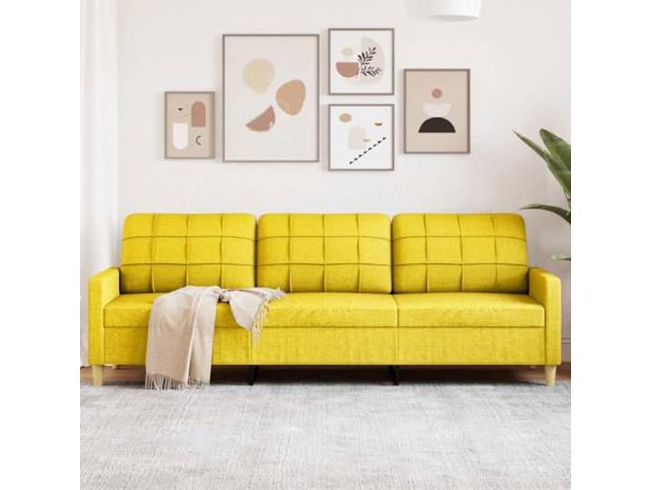 HEFZGDB 3-Sitzer-Sofa Hellgelb 210 cm Stoff Polyestergewebe Metallgestell Wohnzimmer Sitzmöbel mit gepolsterten Sitzflächen atmungsaktiv strapazierfähig Robustes Design