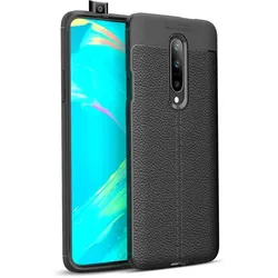 Screenguard OnePlus 7 Pro Hülle Leather Design TPU Cover (OnePlus 7 Pro), Smartphone Hülle, Schwarz