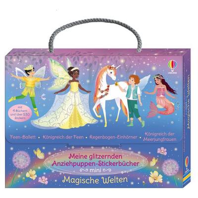 Meine glitzernden Anziehpuppen-Stickerbücher mini: Magische Welten, Taschenbuch von Fiona Watt, Usborne, 978-1-03-570515-3