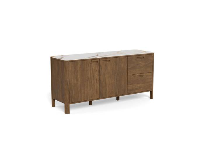 Mid.you Anrichte Southampton, Braun, Creme, Keramik, 2 Fächer, 2 Schublade(n) Schubladen, 160x75x40 cm, Kleinmöbel, Kommoden, Highboards