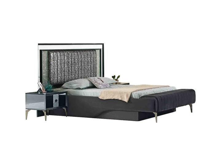 Xlmoebel Polsterbett Luxuriöses Doppelbett mit grauem Textil-Bettrahmen (Doppelbett, Doppelbett), Hergestellt in Europa