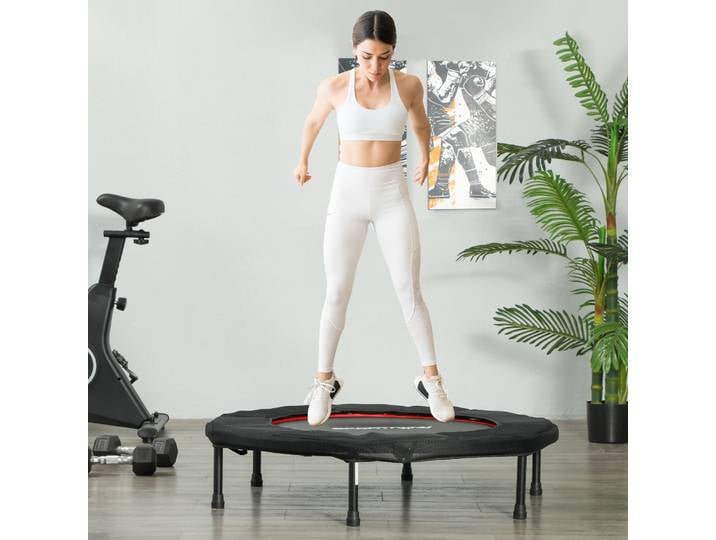 SPORTNOW Trampoline Fitness Ø102cm Pliable Acier Rouge 100kg