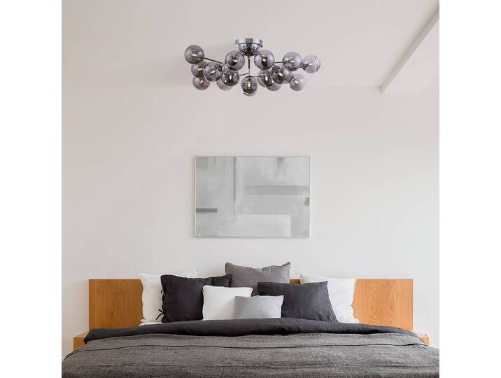 Plafonnier Dallas - Type E Ø 75cm Argenté/Chrome Verre fumé / Métal mixte G9