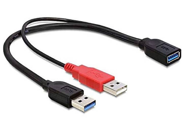 Delock - USB-stroomadapterkabel, voor 2x USB, wit, USB 3.0