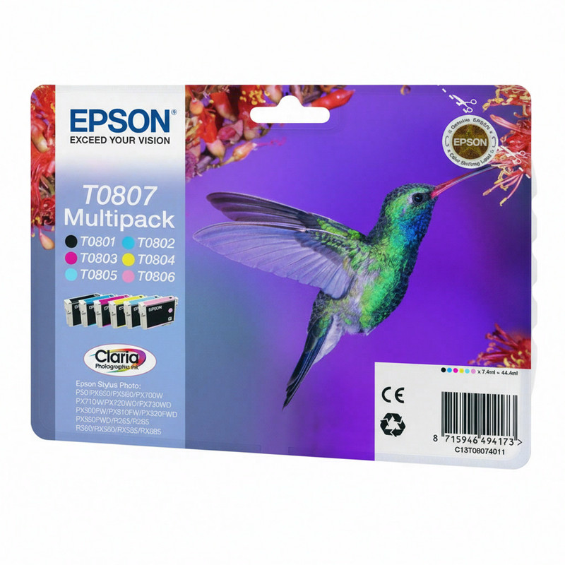 Epson Hummingbird multipack 6 kleuren T0807 Claria fotografische inkt