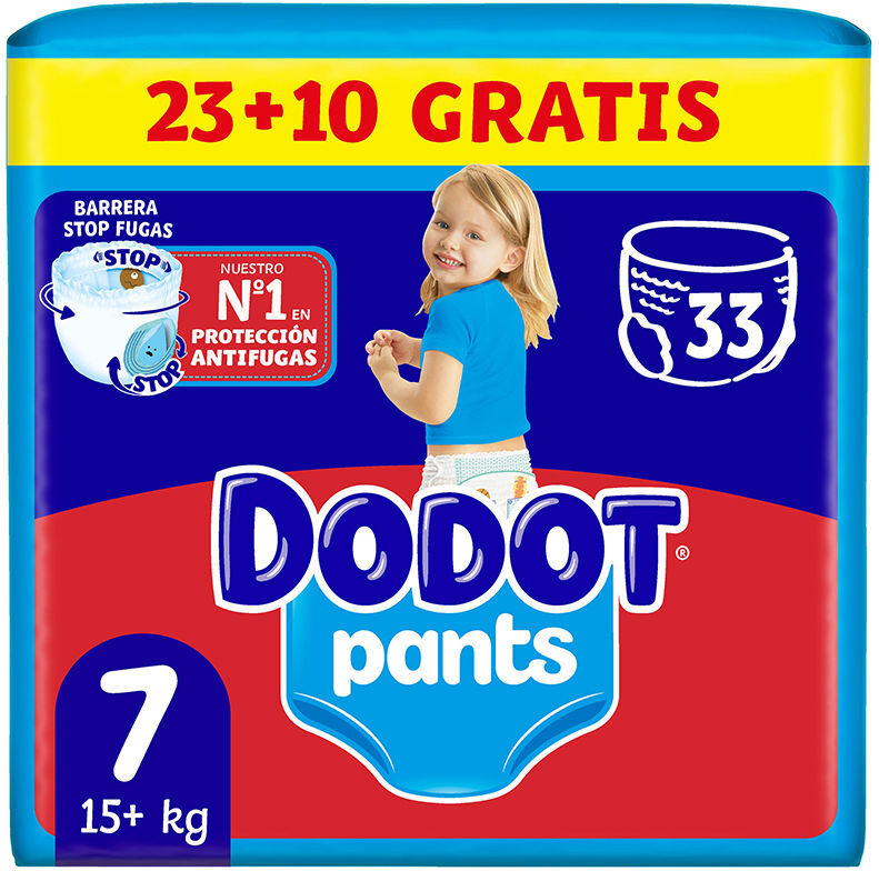 Dodot Pants pañal-braguita talla 7 +17 kg 33 u