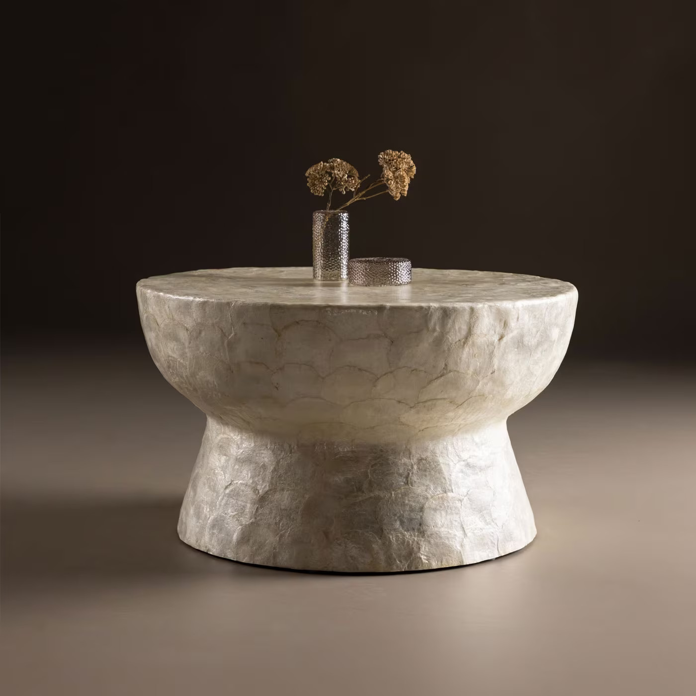 Nohr Ronde Salontafel Leeann Capiz - Beige - Diameter: 70 cm