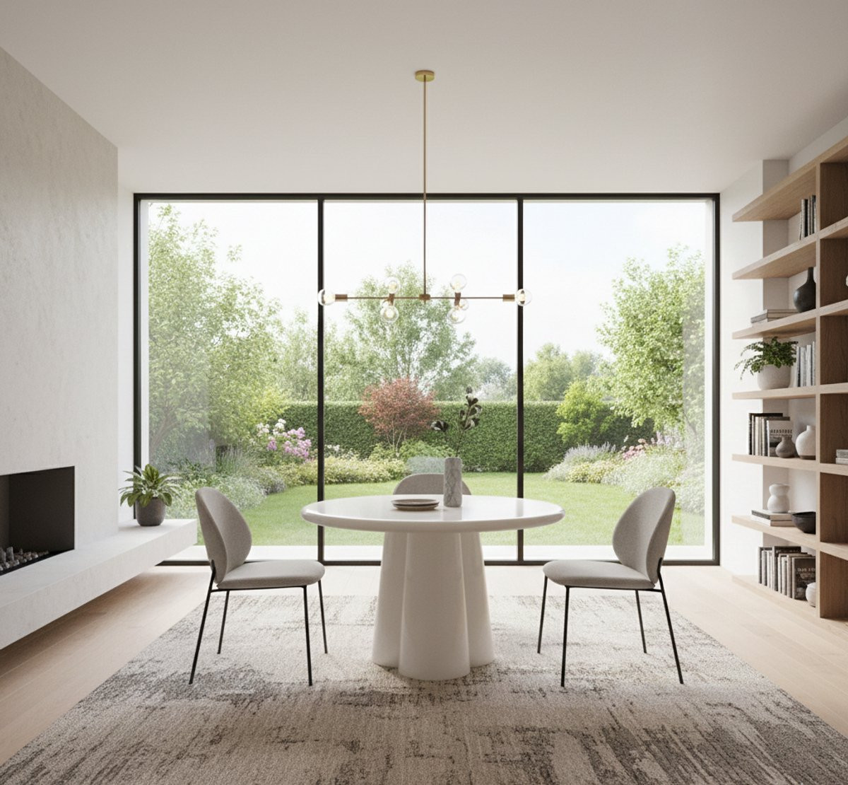 Novihome Ronde Eettafel van Wit Beton, Diameter: 130 cm, Wit
