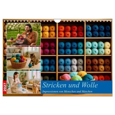 Stricken und Wolle (Wandkalender 2027 DIN A4 quer), CALVENDO Monatskalender