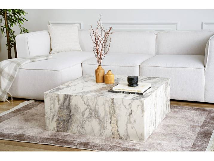 Skye Decor, Prizma, Couchtische, Freesia Marmor, MDF, 90 x 35 x 90 cm