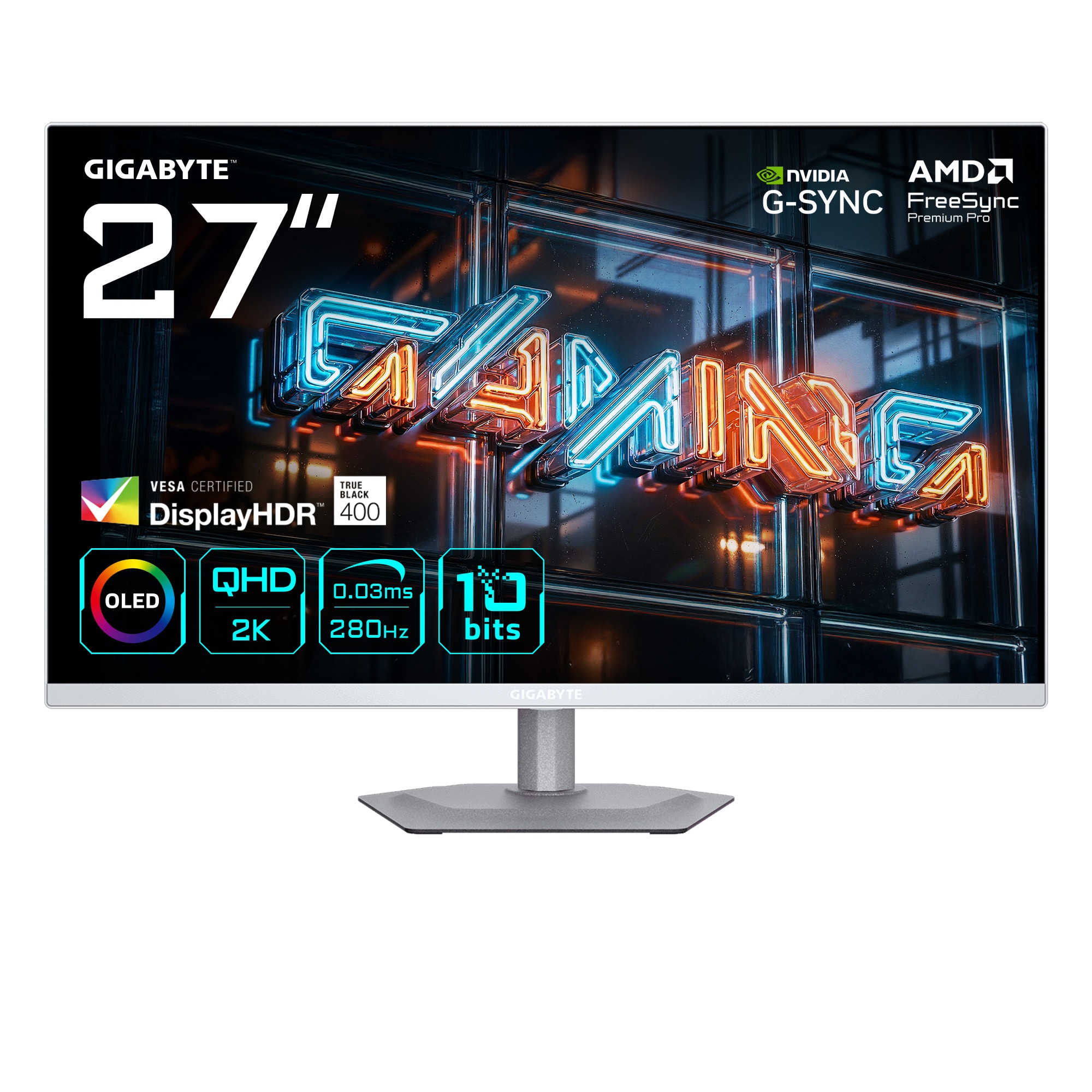 GIGABYTE MO27Q2A ICE 27 Zoll QHD QD-OLED Gaming Monitor 280Hz 16:9 DP/HDMI/USB-C