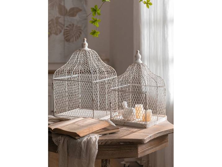 Cloches rustiques en treillis métallique pour jardinières et bougeoirs, décoration vintage, cage à oiseaux, lot de 2