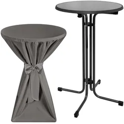 STEHTISCH Sylt Ø 80cm Grau mit Premium Stehtischhusse Ø 80cm Anthrazit