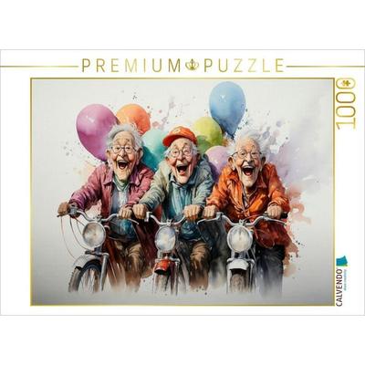 CALVENDO Puzzle Lustige Rentner - Mopedasflug | 1000 Teile Lege-Größe 64x48cm Foto-Puzzle für glückliche Stunden