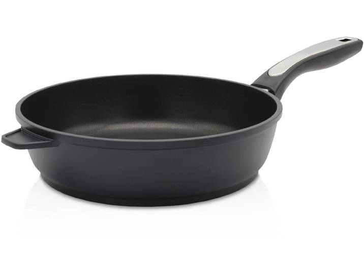 Bratpfanne KRÜGER Aluguss Pfanne tief DELTA , schwarz, H:6,5cm Ø:24cm, Pfannen, Bratpfanne, für Induktions-Kochfelder geeignet, tiefe Ausführung