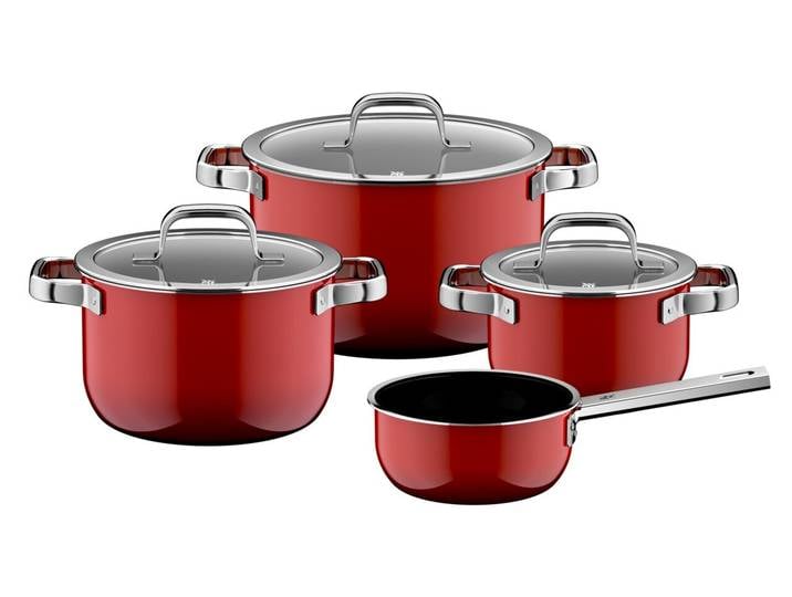 WMF Topfset 4-tlg. FUSIONTEC MINERAL PRO, rot, Edelstahl