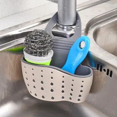 Friendly Fresh Finds Suction Cup Kitchen Sponge Holder PP Rubber Toilet Soap Shelf & Organizer For Easy Storage beige