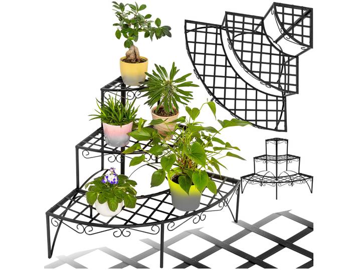 Etagère pour plantes angle 3 niveaux - noir