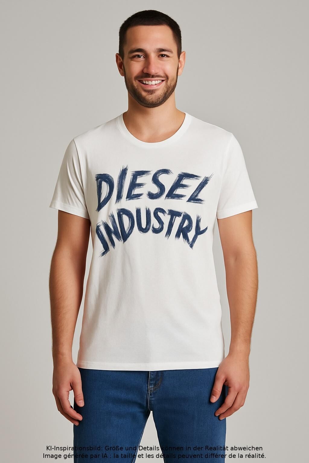 Diesel Herren T-Shirt, Weiß, Gr. L, Baumwolle - Second Hand