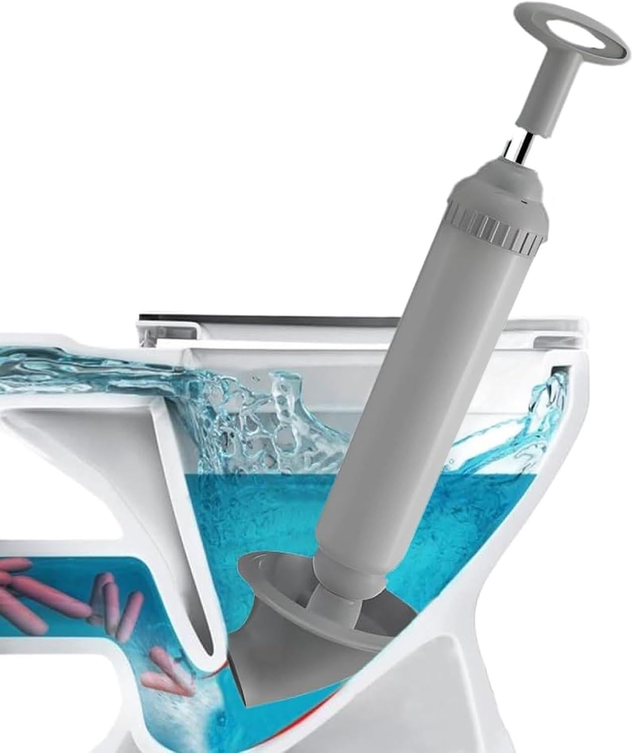Merkloze Toilet Vacuum Cleaner Hoge Druk Piston Cleaner voor Badkamer en Keuken Grijs