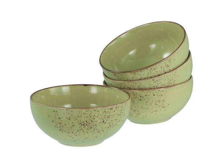 Creatable Schüsselset, Grün, Keramik, 4-teilig, rund, Geschirr, Schalen & Schüsseln, Schüsselset
