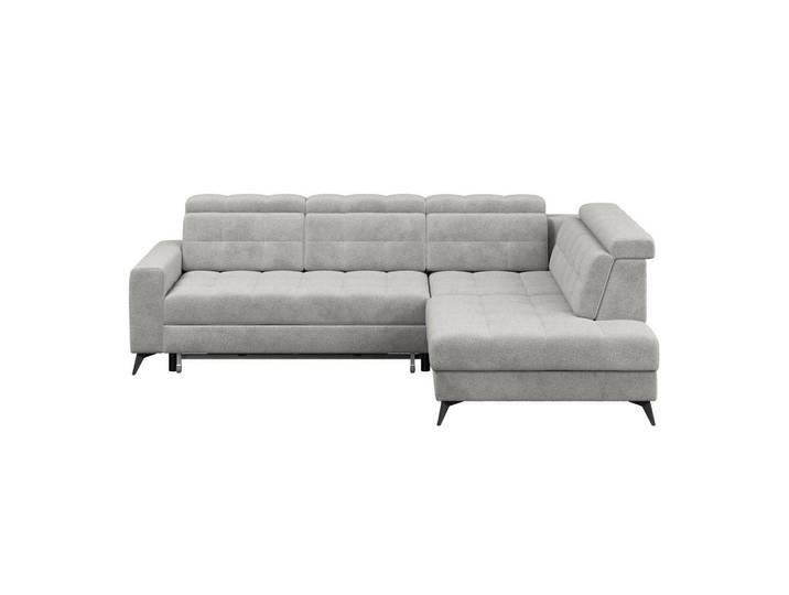 Ecksofa Barletta new Velours hellgrau, 289x228cm