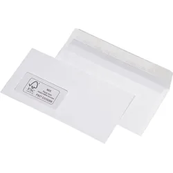 MAILmedia Briefumschläge DINlang mit Fenster haftklebend weiß VE=5x100 Stück FSC