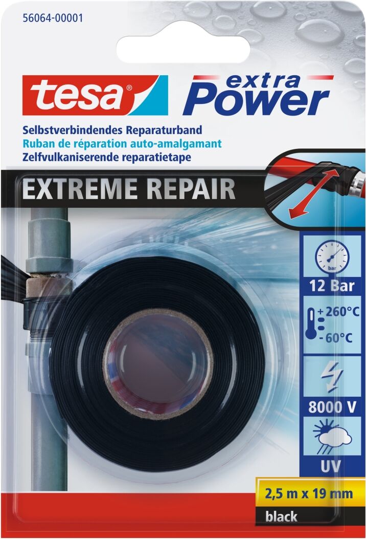 tesa Extreme Repair, wasserdicht, schwarz, 2,5 m x 19 mm