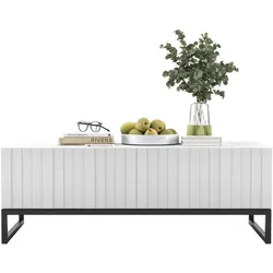 COUCHTISCH Elpis Weiß matt 110 cm mit Metallrahmen