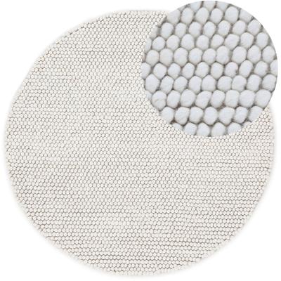 Teppich CARPETFINE "Calo", beige, H:16mm Ø:200cm, Polyester, Wolle, Teppiche, Teppich, Handweb Teppich, Uni Farben, meliert, handgewebt, 70% Wolle