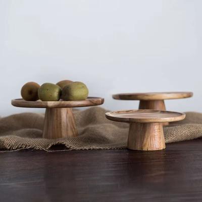 Inspired Finds KEMORELA High Stand Wooden Cake Plate Eco Natural Wood Serving Tray small (6.50in)