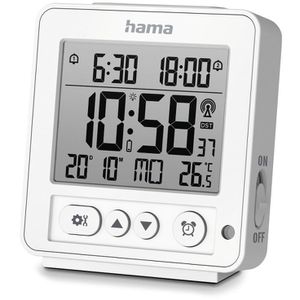 Hama Wecker Rhodos weiß, digital, Thermometer, Datumsanzeige, Funkuhr