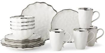 "Certified International Regency Silver 16pc Dinnerware Set, Service for 4 - 11.00""W x 11.00""D x 1.25""H"