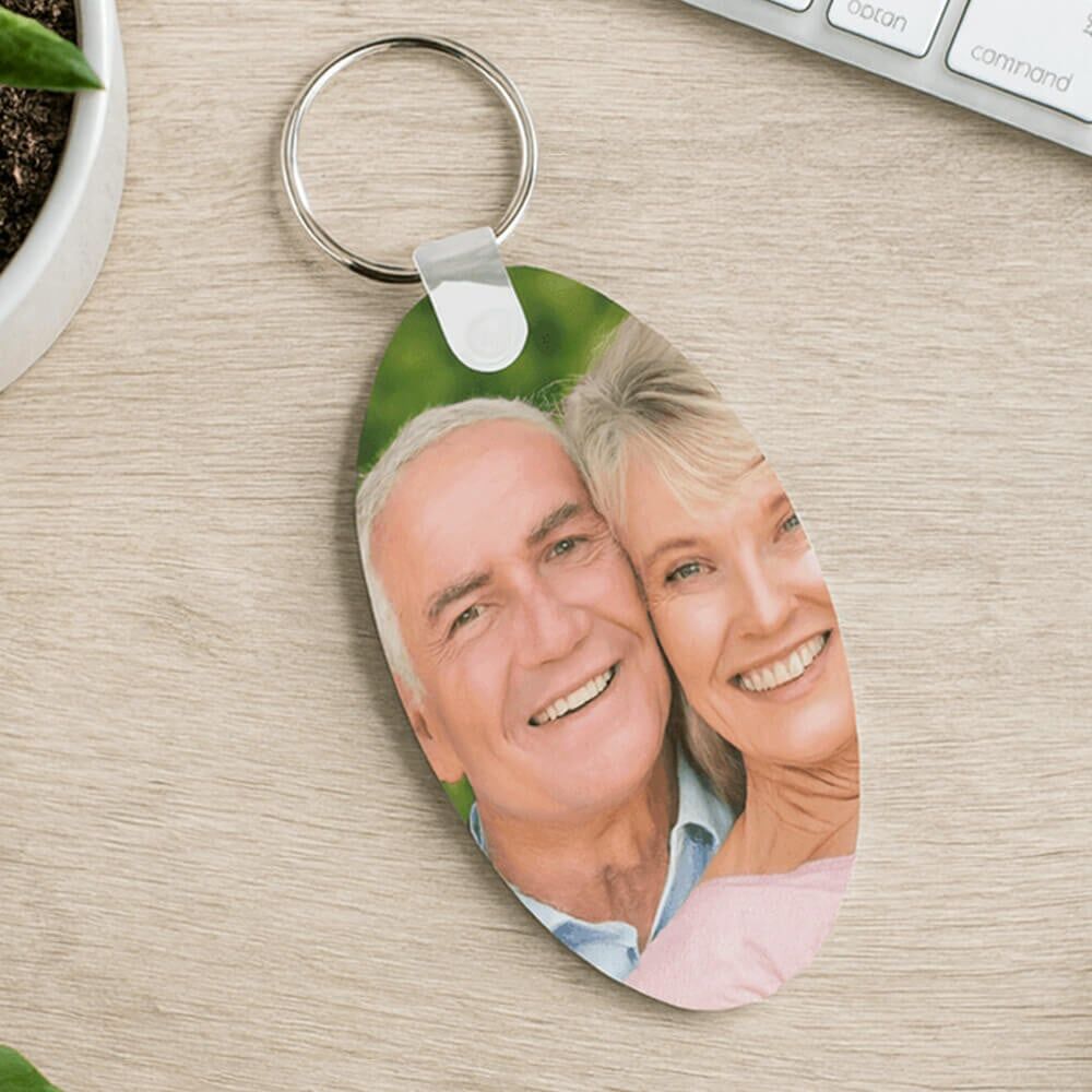 Ocadeau Porte-clé photo ovale bois