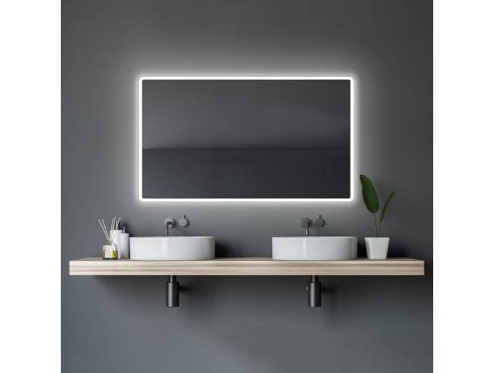 Talos Moon Badspiegel mit Beleuchtung 120x70 cm - Badezimmerspiegel mit Beleuchtung - feuchtwassergeeignet durch Aluminiumrahmen - Licht-Farbe Neutralweiß