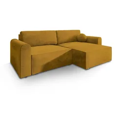 ECKSOFA FIANO M Gelb Velours-Stoff mit Schlaffunktion