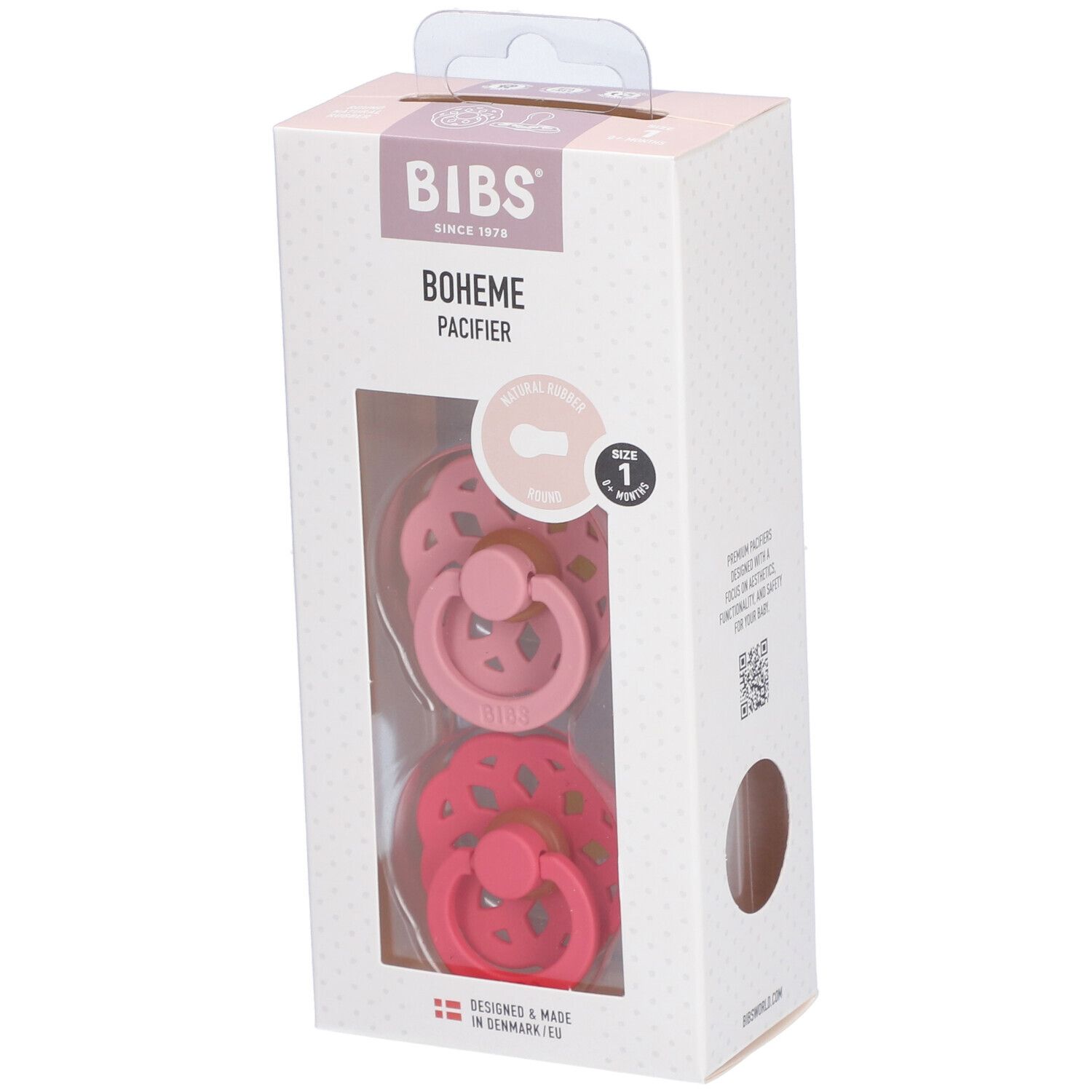 Bibs Fopspeen Boheme Dusty Pink/Coral Duo 0-6 2 St Schnuller