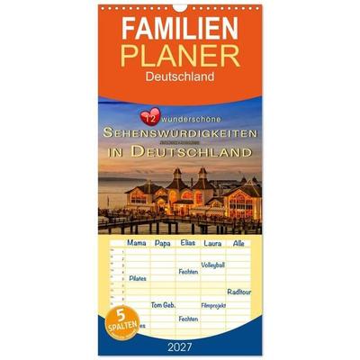 Familienplaner 2027 - 12 wunderschöne Sehenswürdigkeiten in Deutschland mit 5 Spalten (Wandkalender, 21 x 45 cm) CALVENDO