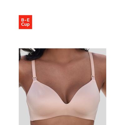 Still-BH LASCANA "BH ohne Bügel, Schalen-BH", Damen, Gr. 80, Cup B, beige (toffee), Microtouch, Obermaterial: 68% Polyamid, 16% Elasthan, 16% Polyester, Basic, BHs Still-BH, mit leicht wattierter Schale & praktischen Still Clips