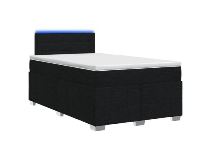 KTHLBRH Boxspringbett mit Matratze schwarz 120 x 190 cm Stoff Mehrfarbige LED-Lichter, verstellbares Kopfteil, Taschenfedern, Holztechnik, waschbare Abdeckungen