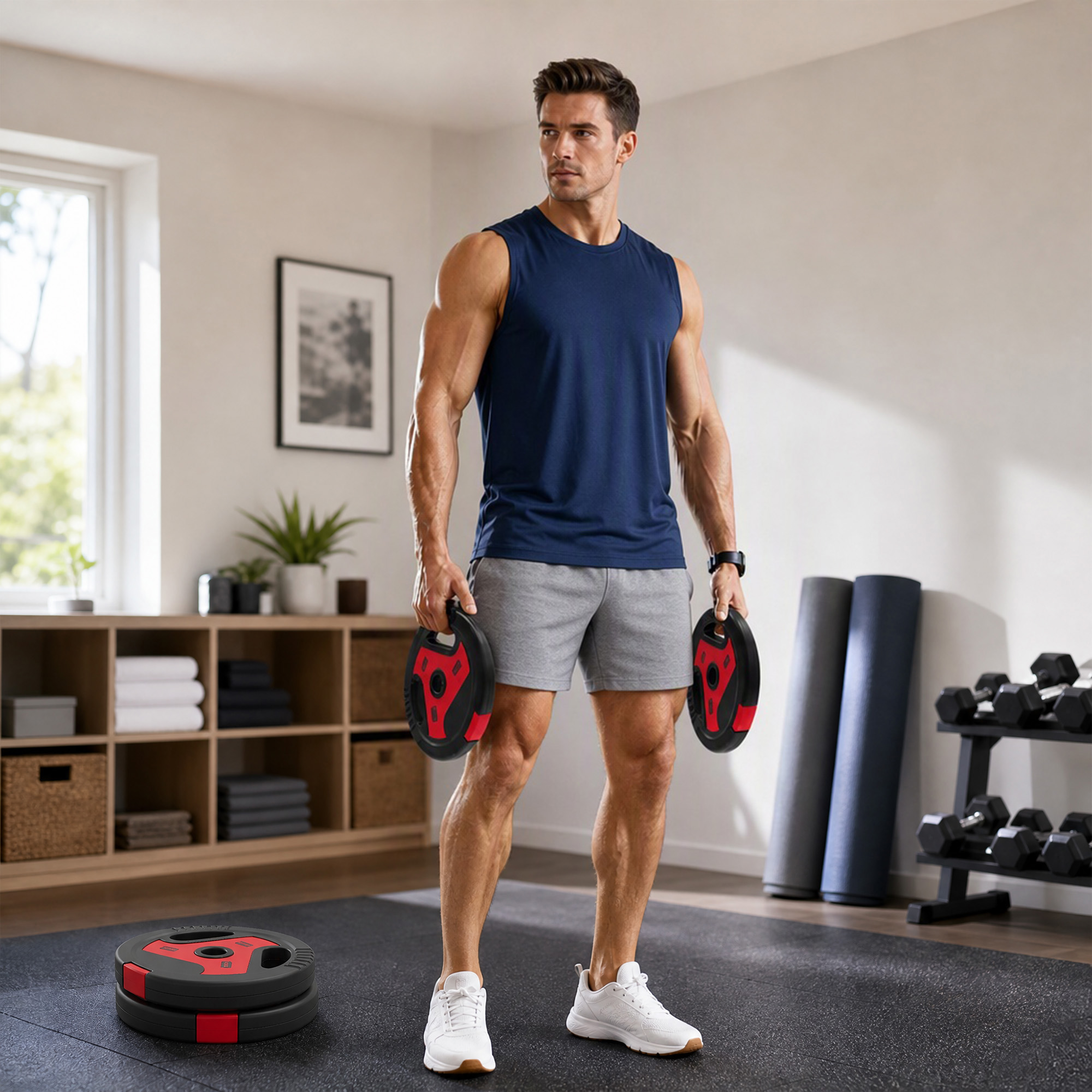 Sportnow Dischi Palestra con Maniglie, 20 kg, Foro 2.5cm, Set 4   Aosom Italy