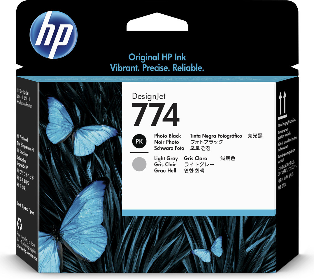 HP 774 Fotoschwarz/Hellgrau DesignJet Druckkopf, HP DesignJet Z6810 Produktionsdrucker-Serie, HP DesignJet Z6610 Produktionsdrucker, Thermal Inkjet, Schwarz, Grau, P2W00A, Business, Singapur