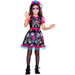 Wilbers Kinderkostüm Kleid Day of the Dead Grösse 164 (164)