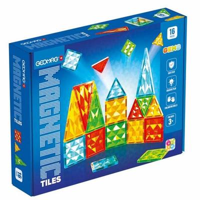 Geomag Magnetic Tiles Gems 16, 2D/3D Konstruktion, Lernspielzeug