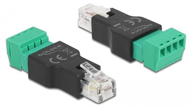 Delock 66527 Adapter RJ11/14 Stekker naar 4-pins Terminalblok, 2-delig