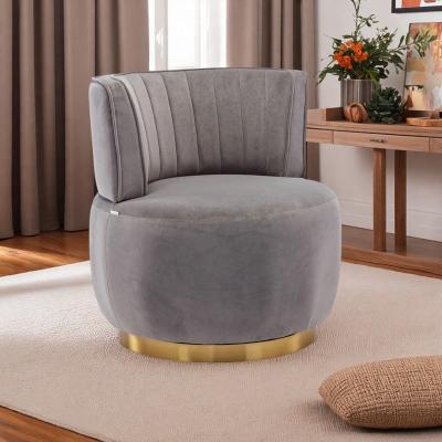 "25.2"" Teddy Swivel Barrel Chair with 360-Degree Swivel and Wide Upholstered and Round Armrests"