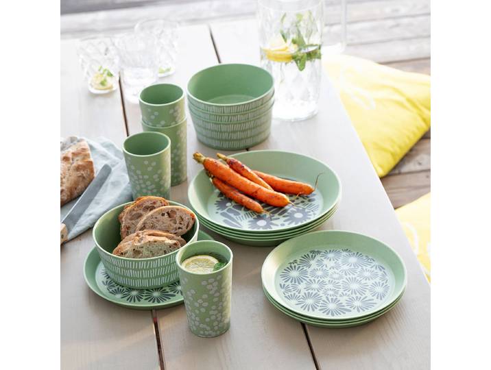 Geschirrset Blomster 16-teilig Grün/Avocado
