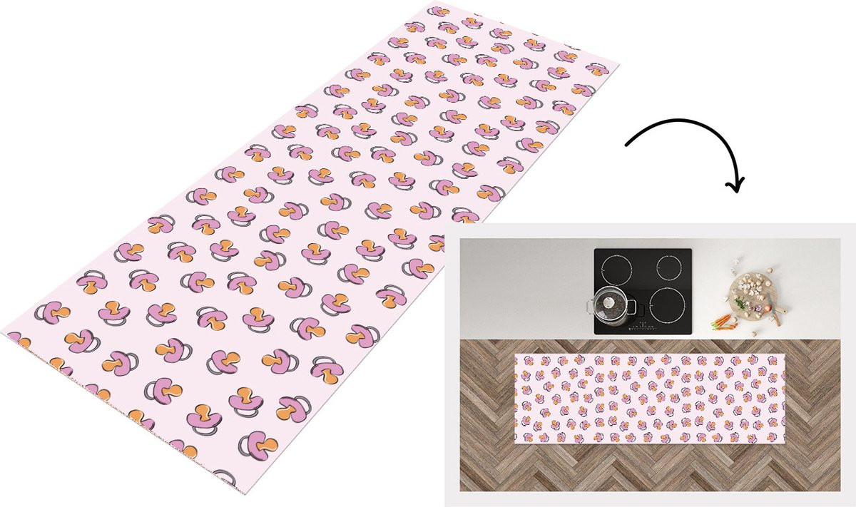 KitchenYeah Keukenloper Vinyl Roze 180 x 60 cm